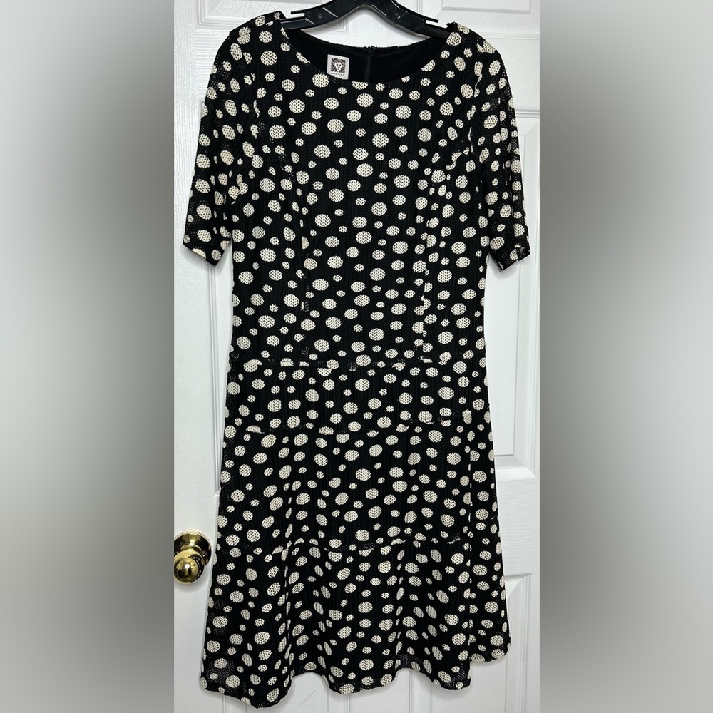 Anne Klein Dropped Waist Shirt Sleeve Dress Size 12
